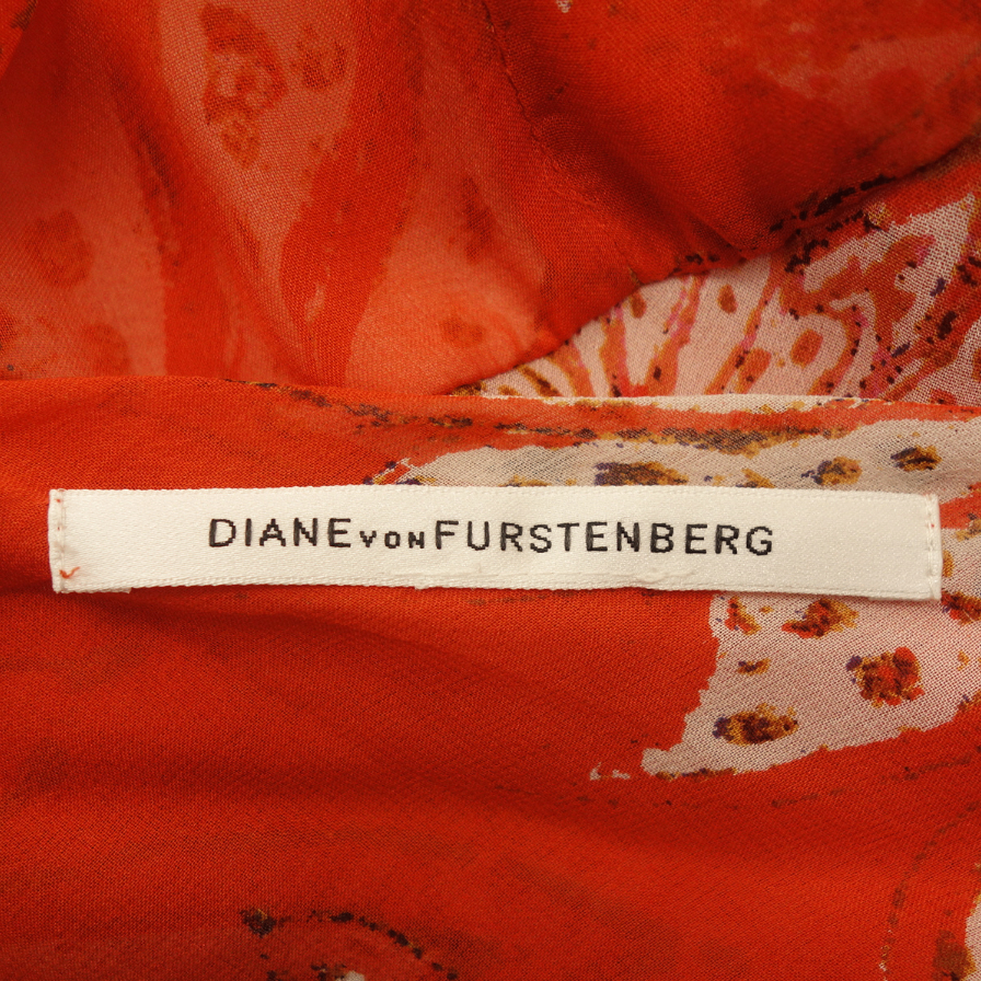 美品◆ダイアン フォン ファステンバーグ ワンピース 花柄 シルク オレンジ系 DIANE von FURSTENBERG レディース【AFA7】