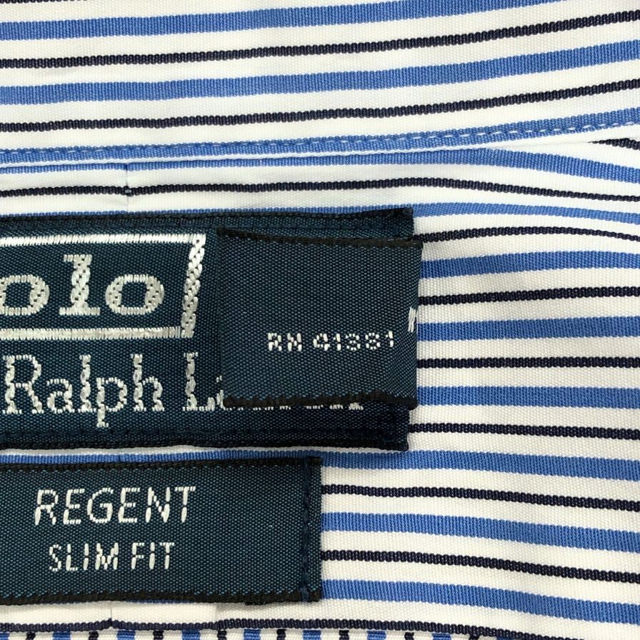 美品◆ポロ ラルフローレン 長袖シャツ 胸刺繍 ストライプ メンズ サイズ14 1/2 POLO RALPH LAUREN 【AFB17】