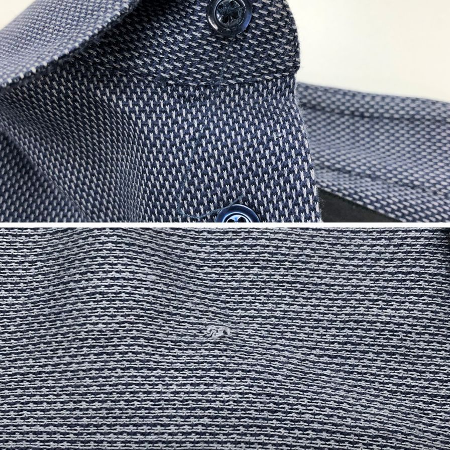 極美品◆エンポリオ アルマーニ シャツ 長袖 コットン 総柄 メンズ ネイビー サイズ41 EMPORIO ARMANI 【AFB14】