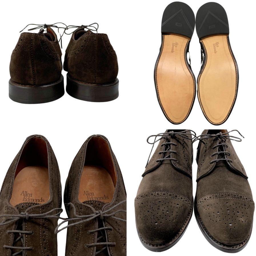アレンエドモンズ レザーシューズ Sanford 6517 パンチドキャップ スエード ブラウン サイズ11 Allen Edmonds 約29.0cm【AFD14】