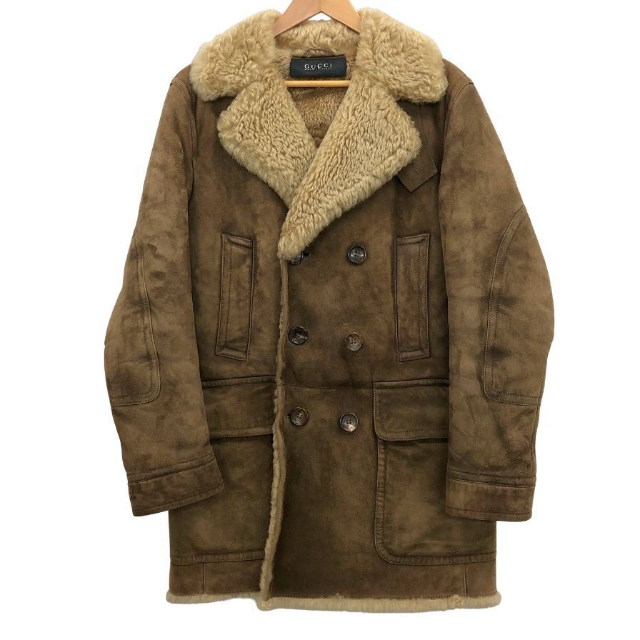 美品◇グッチ ムートンコート 11AW 羊毛皮 スウェード ボア