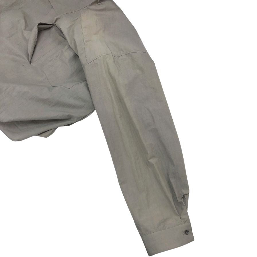 極美品◆アンセルム スキッパー ロングシャツ 長袖シャツ プルオーバー コットン リネン カーキ サイズ1 Ancellm 【AFB46】