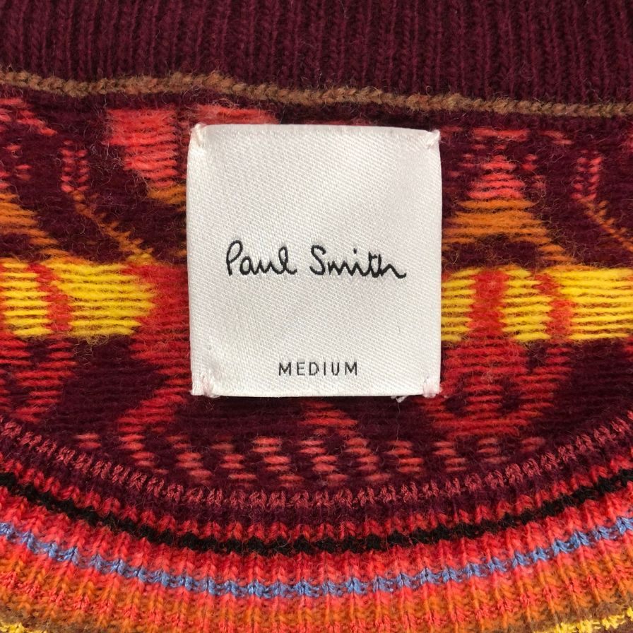 美品◆ポールスミス ロングスリーブニット 総柄 現行タグ メンズ サイズM Paul Smith 【AFB7】