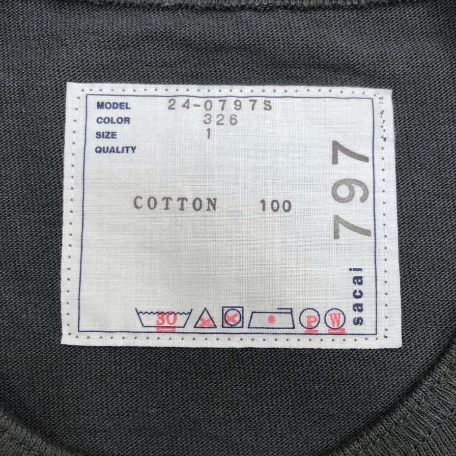 新品同様◆サカイ 24SS 長袖Tシャツ Print L/S T-shirt グレー メンズ サイズ1 Sacai 【AFB22】