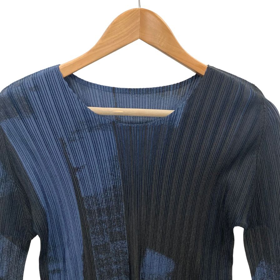 極美品◆プリーツプリーズ イッセイミヤケ カットソー 総柄 レディース サイズ3 PP53-FK392 PLEATS PLEASE ISSEY MIYAKE 【AFB24】
