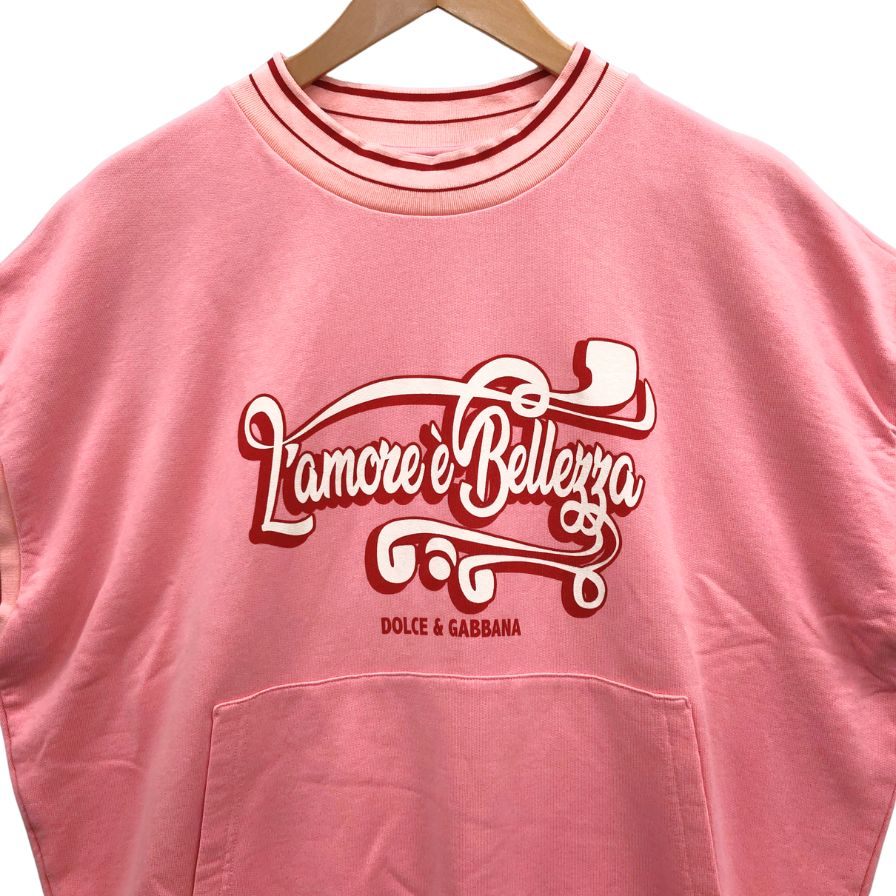極美品◆ドルチェ&ガッバーナ ノースリーブスウェット プリント ピンク レディース サイズ42 DOLCE & GABBANA 【AFB39】