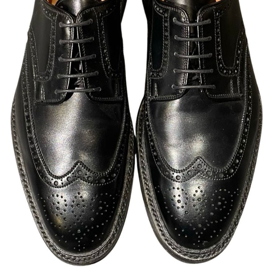 クロケット&ジョーンズ レザーシューズ ヘスウォール2 ウイングチップチップ カーフ ブラック メンズ サイズUK7E CROCKETT&JONES HESWALL2 ビジネスシューズ 約26.0cm【LA】【中古】