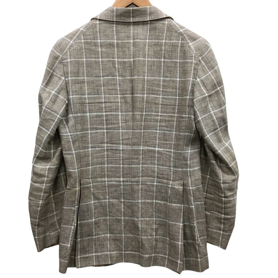 美品◆タリアトーレ テーラードジャケット 1SMC22K チェック柄 リネン グレー系 メンズ サイズ44R TAGLIATORE 【AFB41】