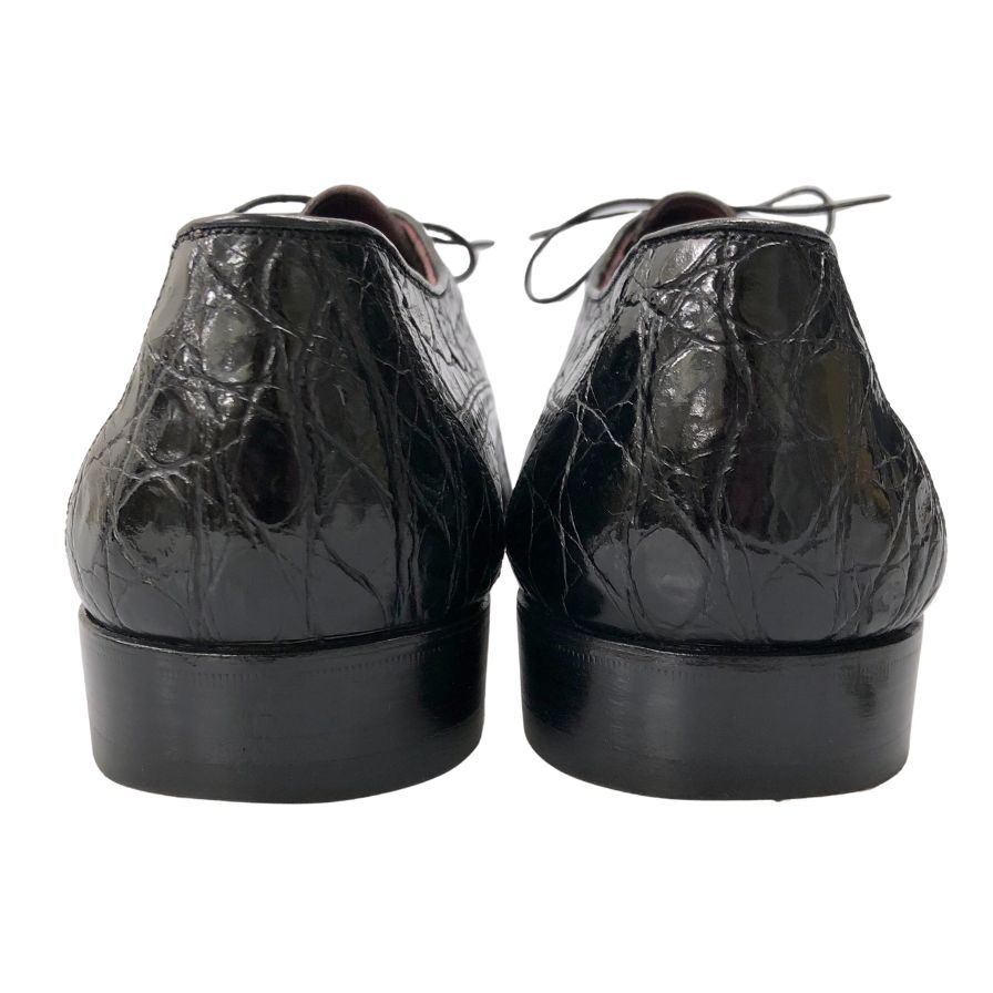 バリー レザーシューズ パンチドキャップトゥ クロコダイル レザー ブラック サイズUK7.5 BALLY 約26.0cm【AFC8】
