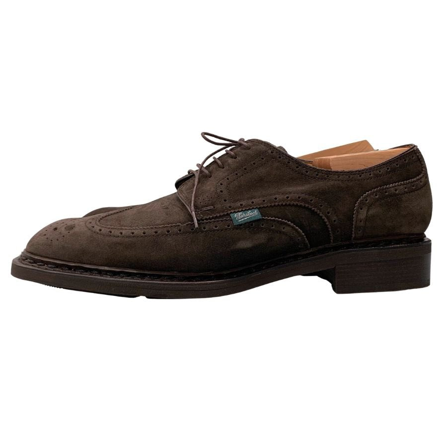 パラブーツ ブルックスブラザーズ レザーシューズ ウイングチップ フルブローグ スエード サイズ9.5 ブラウン Paraboot Brooks Brothers ビジネスシューズ 約28.0cm【LA】【中古】