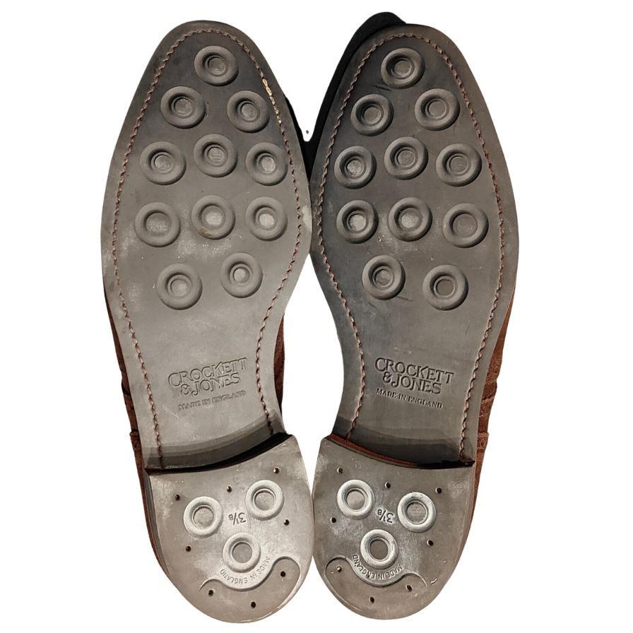 クロケット&ジョーンズ レザーシューズ SWANSEA ウイングチップ スエード ダークブラウン サイズUK7.5E メンズ CROCKETT&JONES ビジネスシューズ 約26.0cm【LA】【中古】