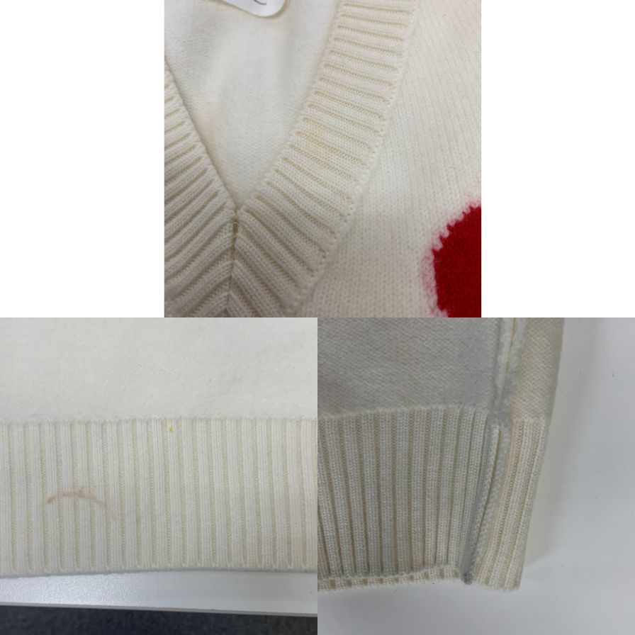 中古◆アミパリス ベスト アミアレクサンドルマテュッシ ニット セーター ハートロゴ ホワイト系 メンズ サイズ表記なし AMI paris 【AFB4】