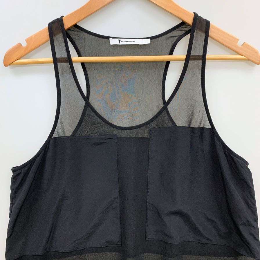 美品◆アレキサンダーワン チュニック タンクトップ ノースリーブ シルク サイズS ブラック レディース ALEXANDER WANG 【AFB1】