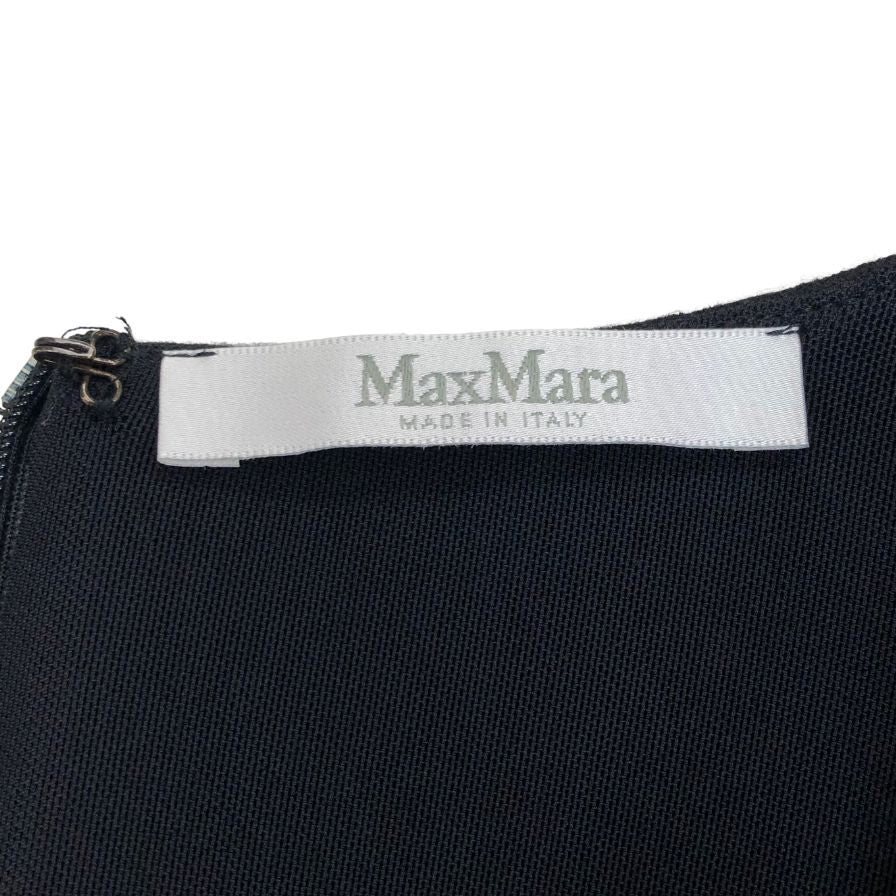 美品◆マックスマーラ ワンピース 長袖 カットソー ウール 切替 ネイビー レディース サイズ42 MAX MARA 【AFB25】