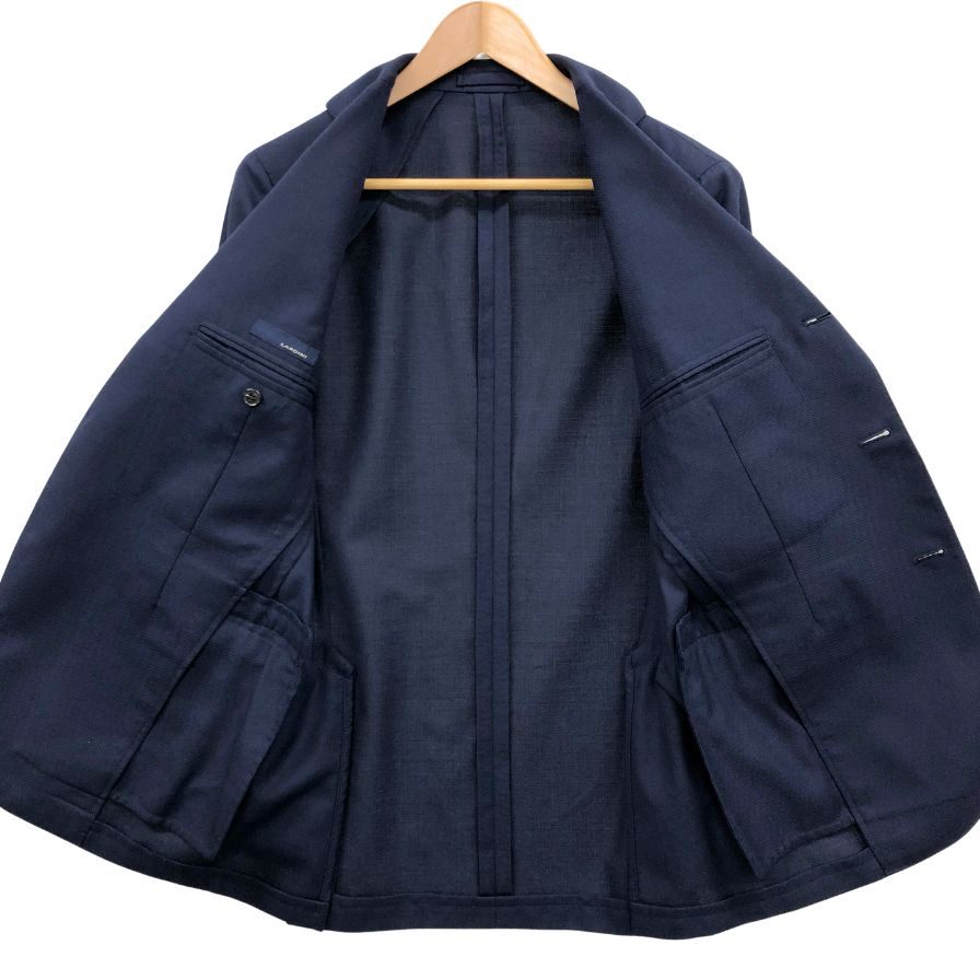 美品◆ラルディーニ テーラードジャケット 段返り3B サマーウール ネイビー メンズ サイズ46 LARDINI 【AFB26】