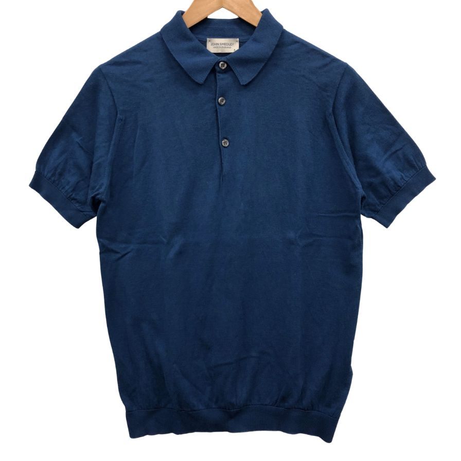美品◆ジョンスメドレー コットンニット ポロシャツ ネイビー サイズM JOHN SMEDLEY 【AFB17】
