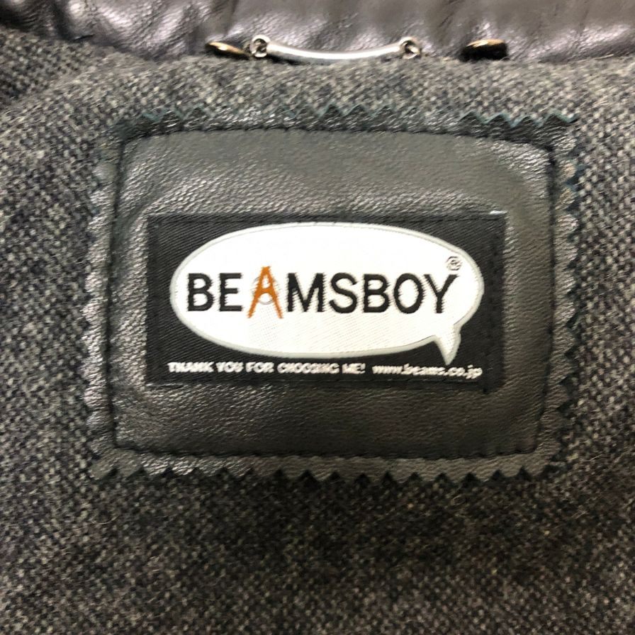 中古◆ビームスボーイ レディース ラム レザー ダウンジャケット IDEALジップ サイズ不明 ブラック BEAMSBOY 【AFF24】