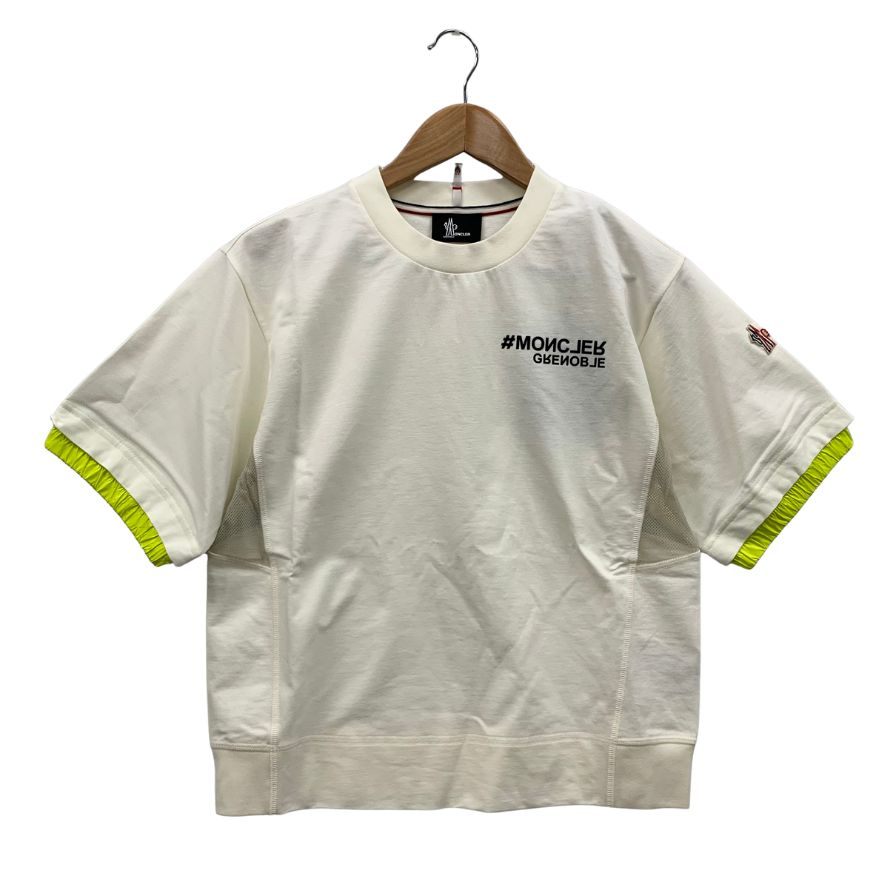 新品同様◆モンクレール 22SS グルノーブルライン 半袖Tシャツ ナイロンリブ メンズ サイズM ホワイト MONCLER MANICA CORTA 【AFB35】