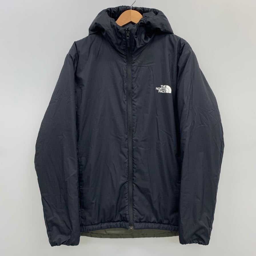 美品◆ザ ノースフェイス リバーシブル NY82180 ダウンジャケット フーディ メンズ カーキ ブラック サイズL THE NORTH FACE 【AFA21】