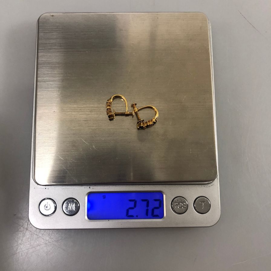 ノーブランド イヤリング K18 メレダイヤ ラインストーン 総重量2.7g【AFI2】【中古】