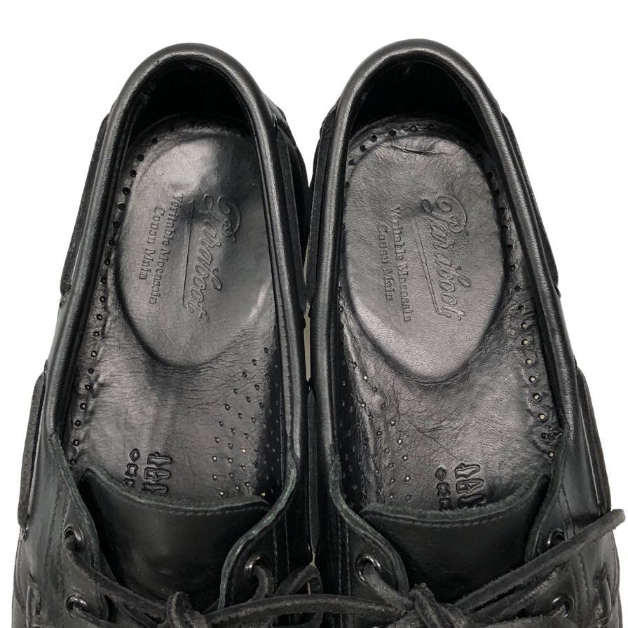 パラブーツ デッキシューズ マロ レザー モカシン 0320 ブラック メンズ サイズ8.5 PARABOOT MALO ビジネスシューズ 約27.5cm【LA】【中古】
