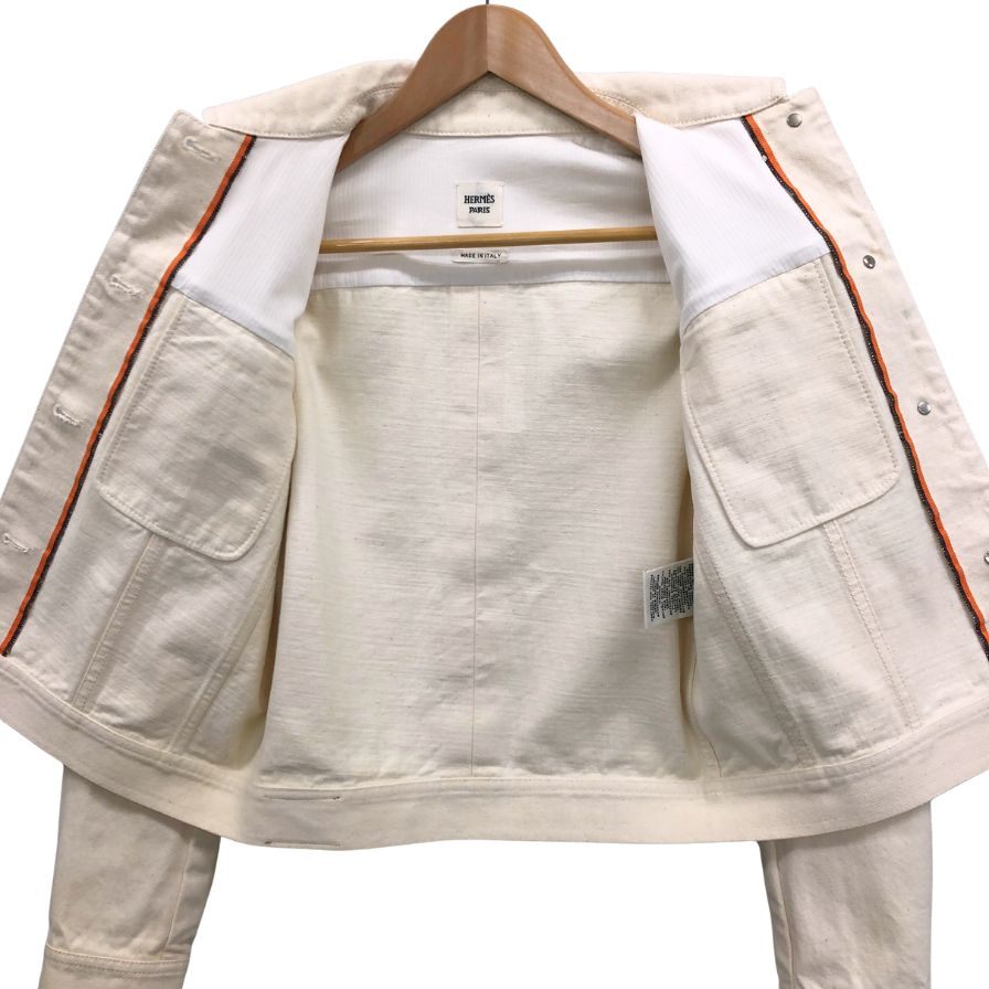 中古◆エルメス デニムジャケット セリエボタン ホワイト レディース サイズ34 HERMES 【AFB32】
