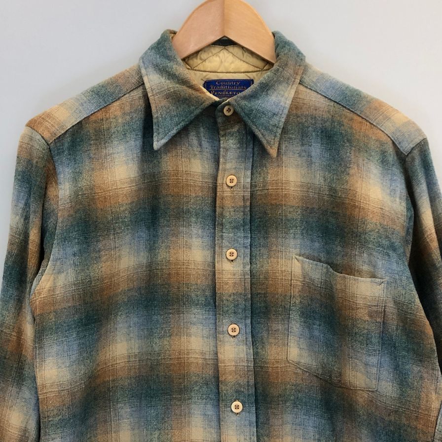 中古◆カントリー トラディション バイ ペンドルトン オンブレチェックシャツ ウール メンズ サイズM Country Traditionals BY PENDLETON 【AFB4】