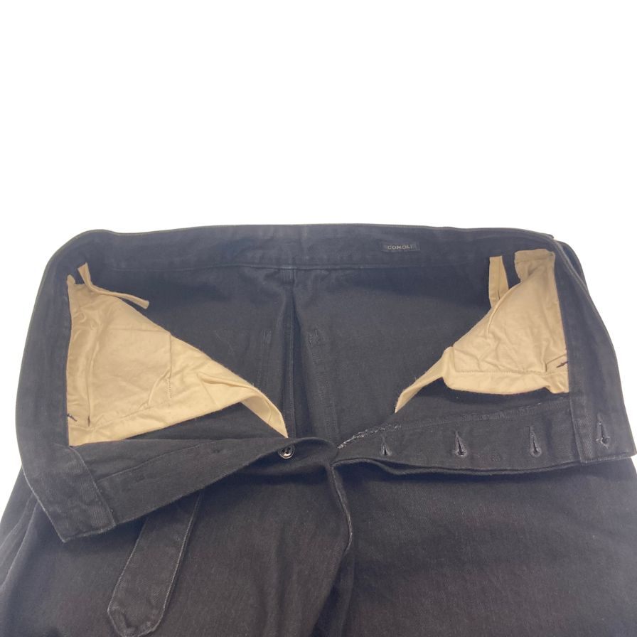 美品◆コモリ デニムパンツ ベルテッド 19AW Q03-03005 メンズ ブラック サイズ1 COMOLI 【AFB16】
