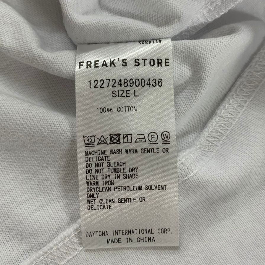 新品同様◆フリークスストア 半袖 Tシャツ コットン マックスウェイト ラグランTEE ホワイト メンズ L FREAKS'STORE 【AFB24】