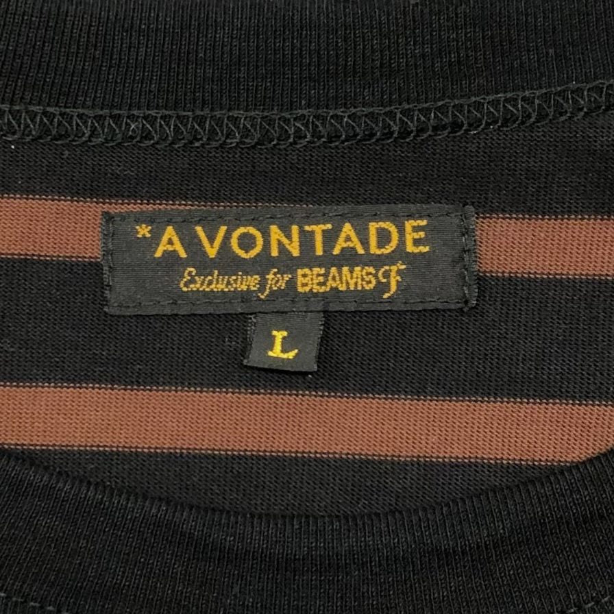 アボンタージ ビームスF 別注 Tシャツ ボーダー ポケット ブラウン ブラック メンズ サイズL A VONTADE BEAMS F【LA】