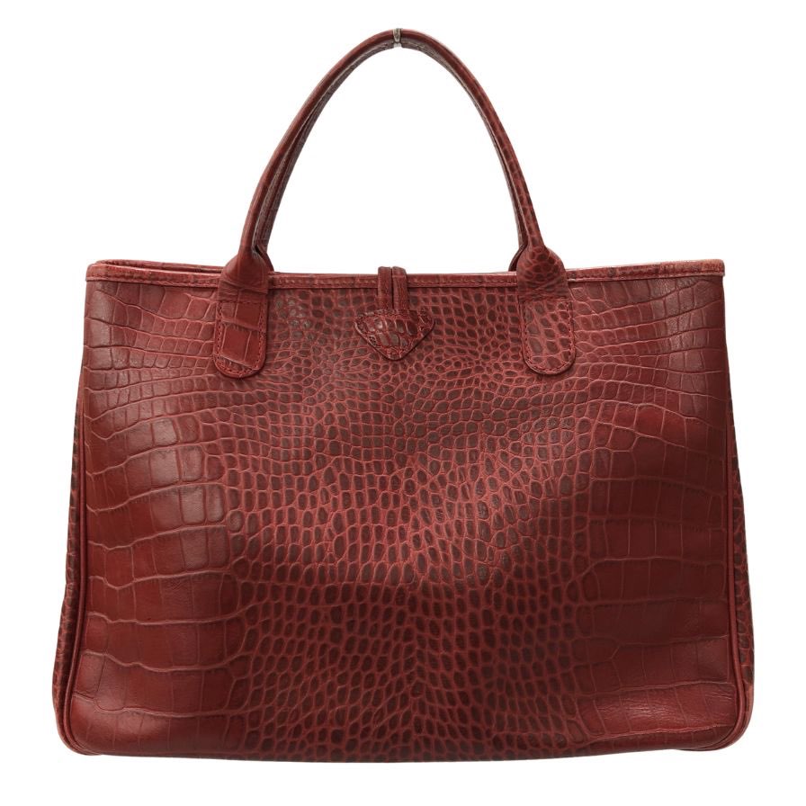 ロンシャン トートバッグ ロゾ クロコ型押し カーフ レッド LONGCHAMP【AFE10】