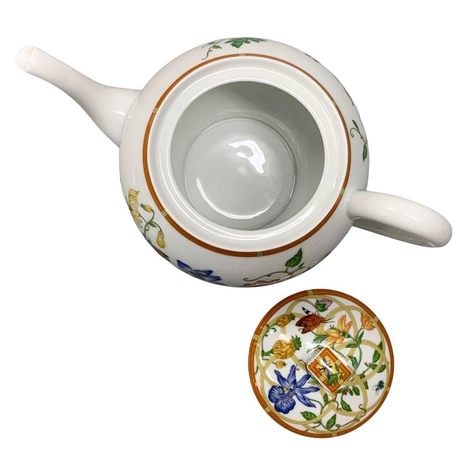エルメス シエスタ ポット 花柄 ホワイト HERMES【AFI28】【中古】