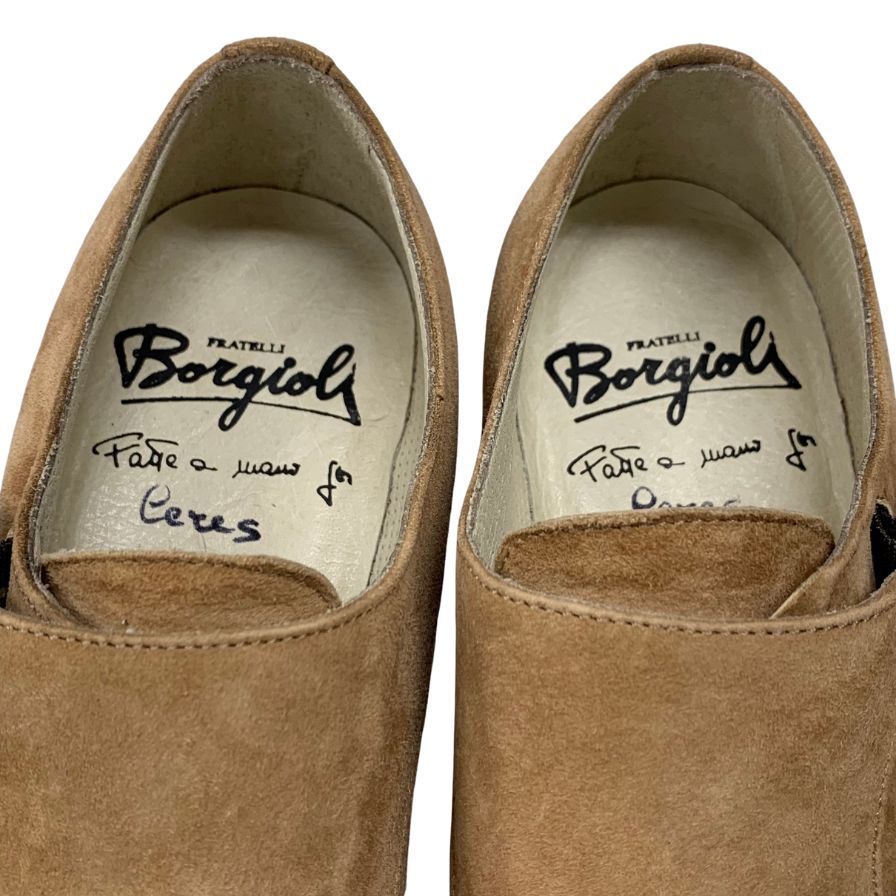 フラテッリ ボルジョーリ スエードシューズ ダブルモンク スエード ベージュ サイズ38 レディース Fratelli Borgioli 約24.5cm【AFD9-2】