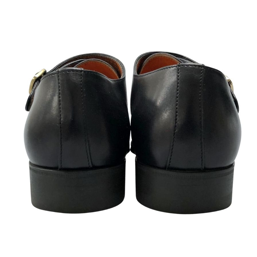 サントーニ レザーシューズ ダブルモンク 14445 メンズ サイズ5.5 ブラック Santoni 約24.5cm【AFD7】