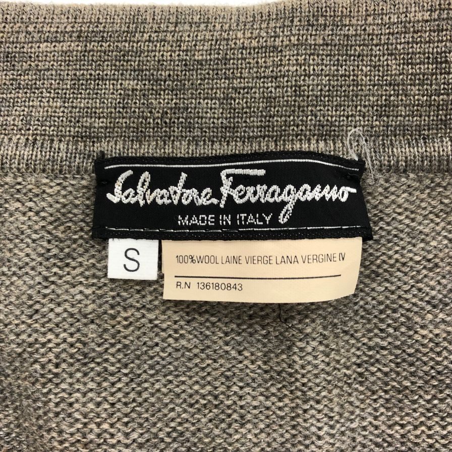 サルヴァトーレ フェラガモ スカート ラナウール100% Sサイズ グレージュ ヴィンテージ Salvatore Ferragamo【AFB18】