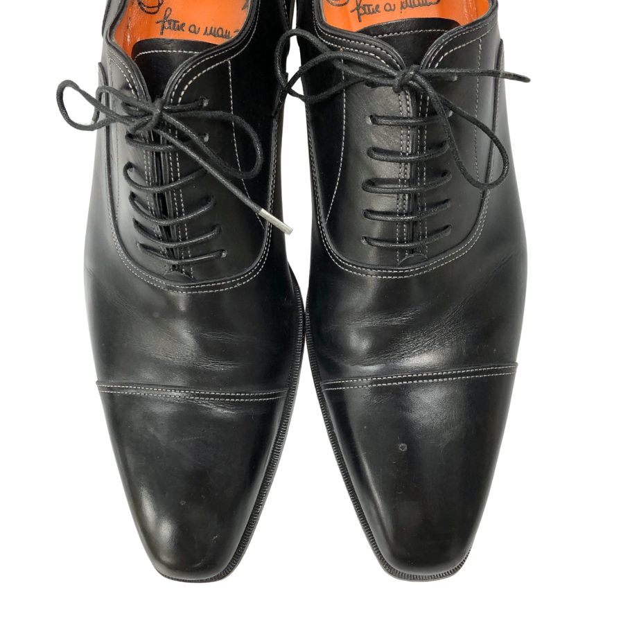 サントーニ レザーシューズ ストレートチップ 8136 ブラック サイズUK8 Santoni 約26.5cm【AFC41】