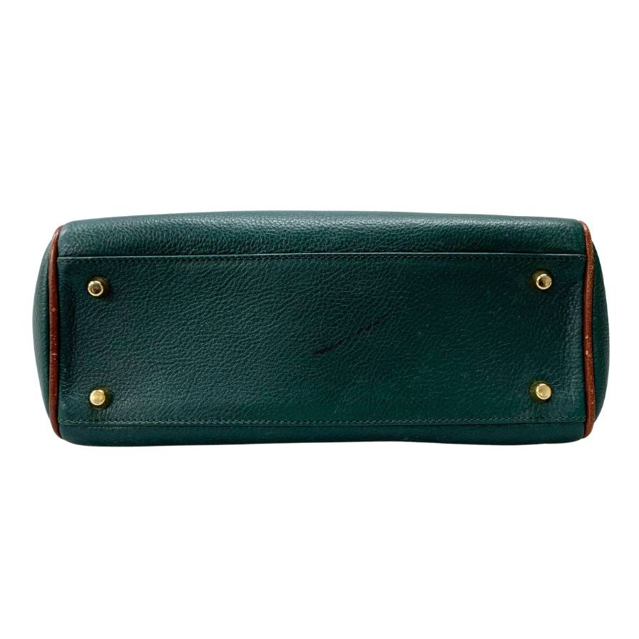 バリー ハンドバッグ ケリー タイプ 2Way レザー バッグ ゴールド金具 グリーン ブラウン BALLY【AFE5】