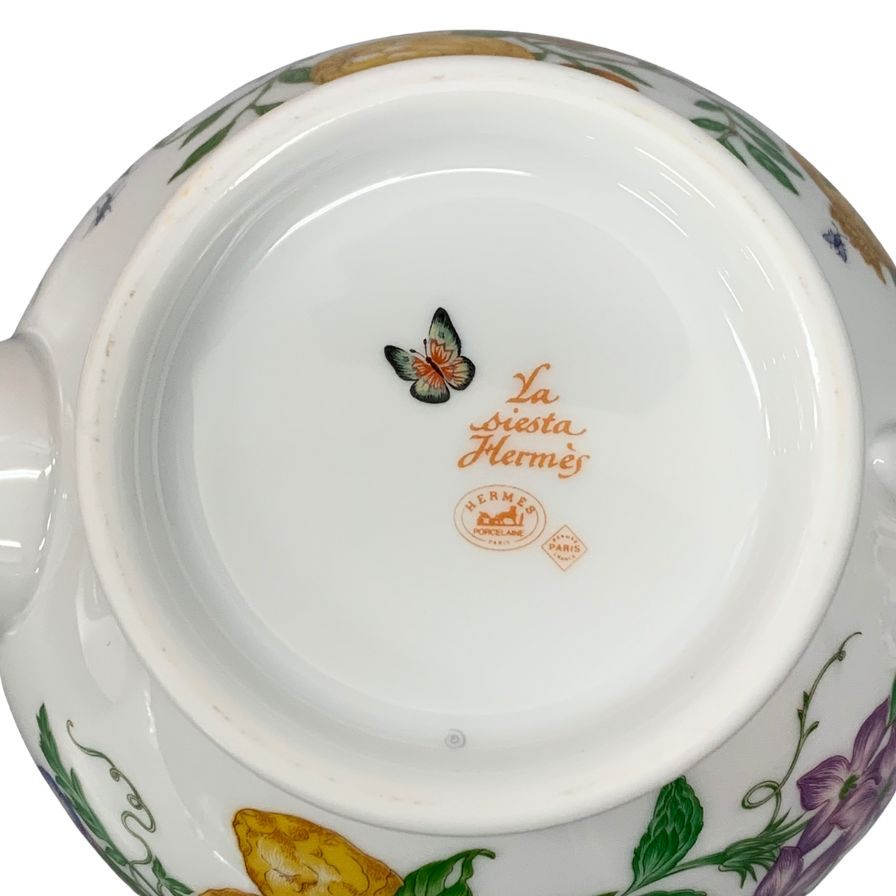 エルメス シエスタ ポット 花柄 ホワイト HERMES【AFI28】【中古】