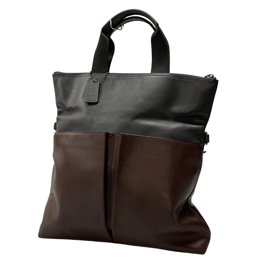 コーチ トートバッグ F57569 レザー バイカラー ネイビー×バーガンディ メンズ COACH【AFE2】