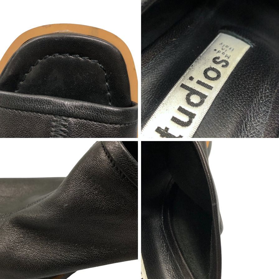 アクネ ストゥディオズ ミュール オープントゥ チャンキーヒール レザー サイズ39 レディース Acne Studios 約25.5cm【AFC29】