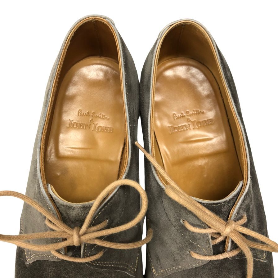 ジョンロブ×ポールスミス プレーントゥ 8000ラスト スエード グレー サイズ5.5E John Lobb×Paul Smith ビジネスシューズ 約24.0cm【LA】【中古】