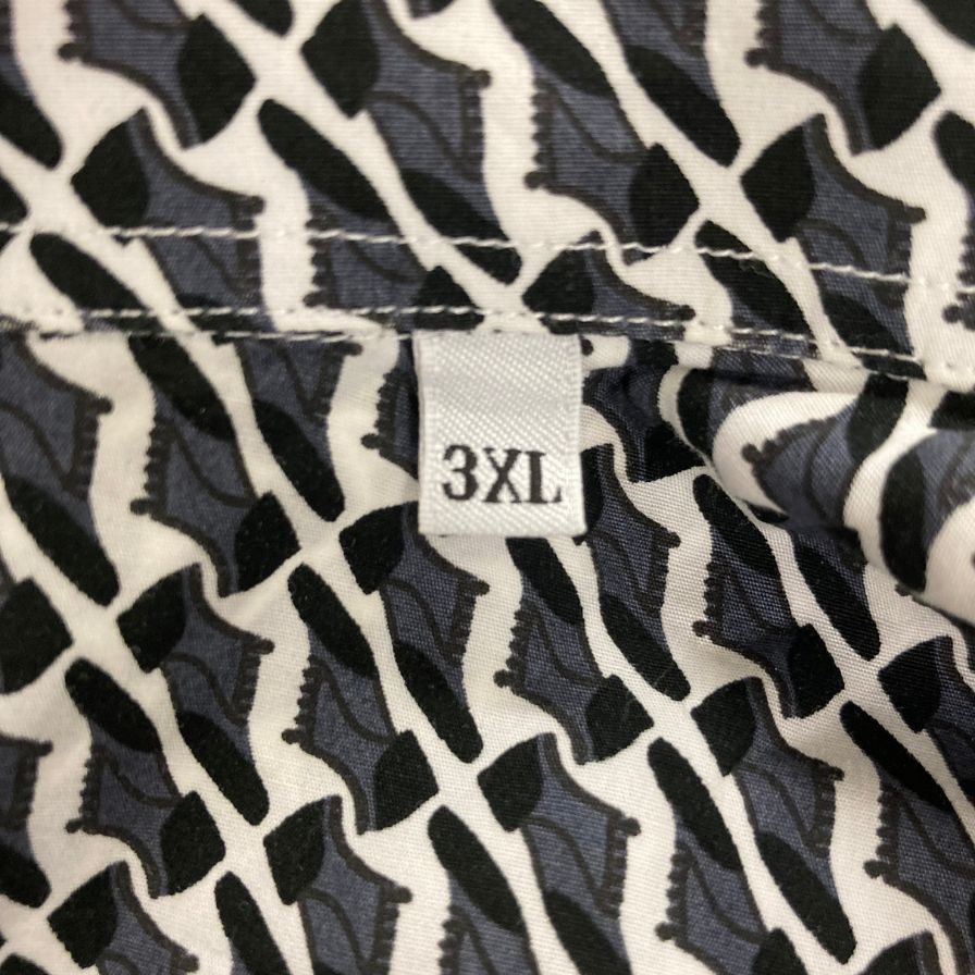 中古◆モスキーノ 長袖シャツ 総柄 メンズ ブラック ホワイト サイズ3XL MOSCHINO 【AFB20】