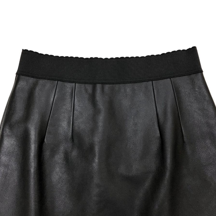ドルチェ&ガッバーナ レザー スカート ウエストハイリブ 子牛革 レディース サイズ44 ブラック DOLCE&GABBANA【AFB29】