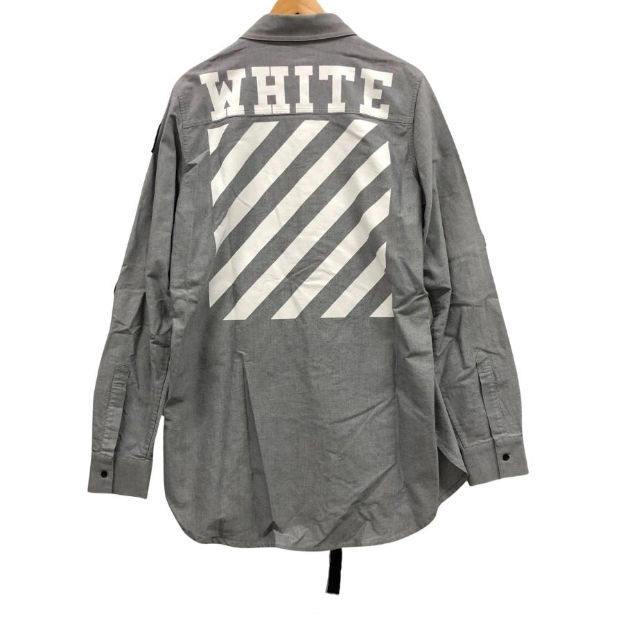 中古◆オフホワイト 16SS 長袖シャツ 袖ワッペン グレー サイズS OFF-WHITE 【AFB47】