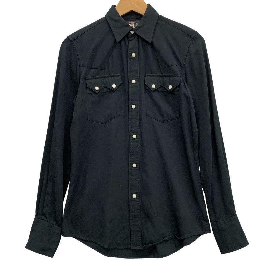 美品◆ダブルアールエル ラルフローレン ウエスタンシャツ スナップボタン レーヨン ブラック メンズ サイズ2 RRL RALPH LAUREN 【AFB27】