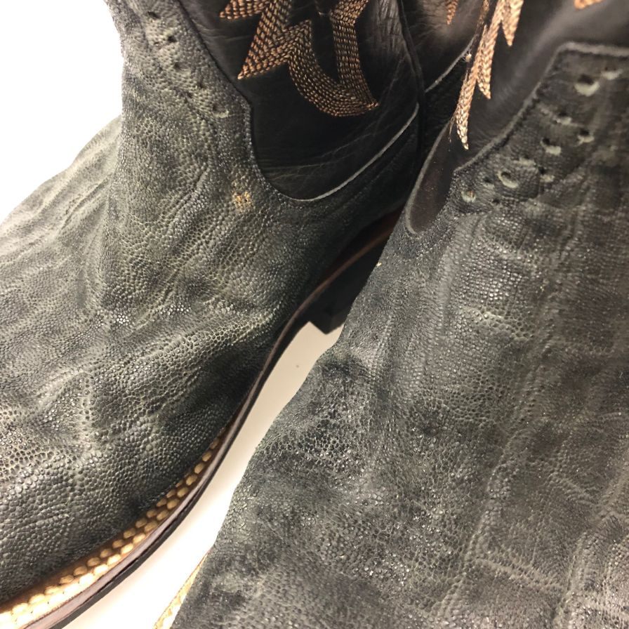 アンダーソン ビーン ブーツ カンパニー ローパーブーツ オーストリッチ&レザーコンビ メンズ サイズ8D ブラック ANDERSON BEAN BOOT COMPANY 約27.0cm【AFC44】