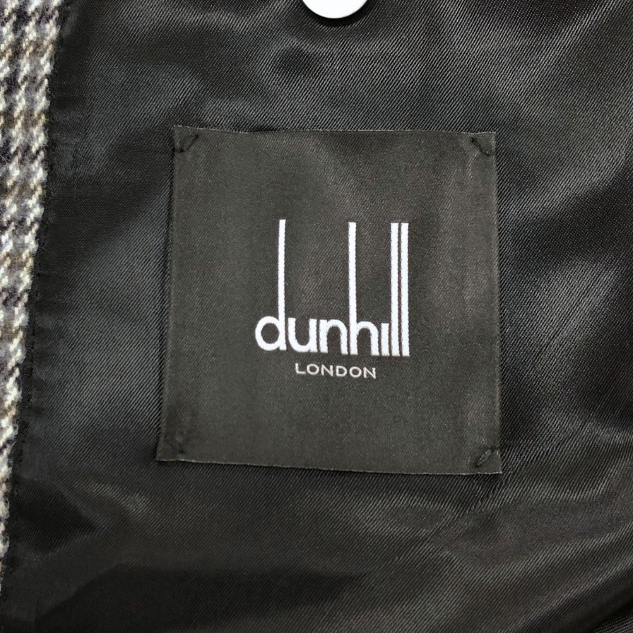 極美品◆ダンヒル ロンドン メンズ チェスターコート ウール100% イタリア製 グレー チェック サイズ52 dunhill london 【AFB42】