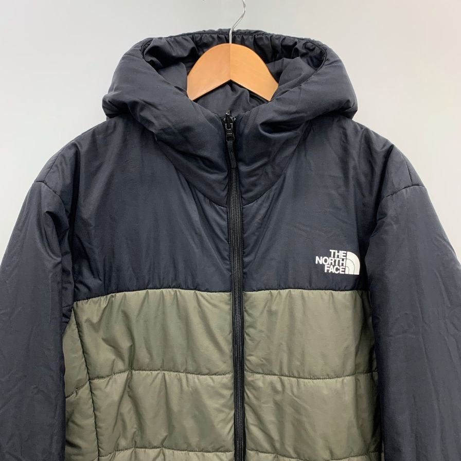 美品◆ザ ノースフェイス リバーシブル NY82180 ダウンジャケット フーディ メンズ カーキ ブラック サイズL THE NORTH FACE 【AFA21】