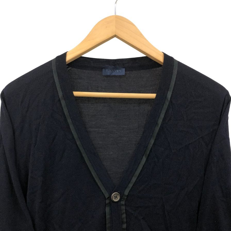 極美品◆ランバン カーディガン メリノウール ネイビー メンズ サイズM LANVIN 【AFB7】