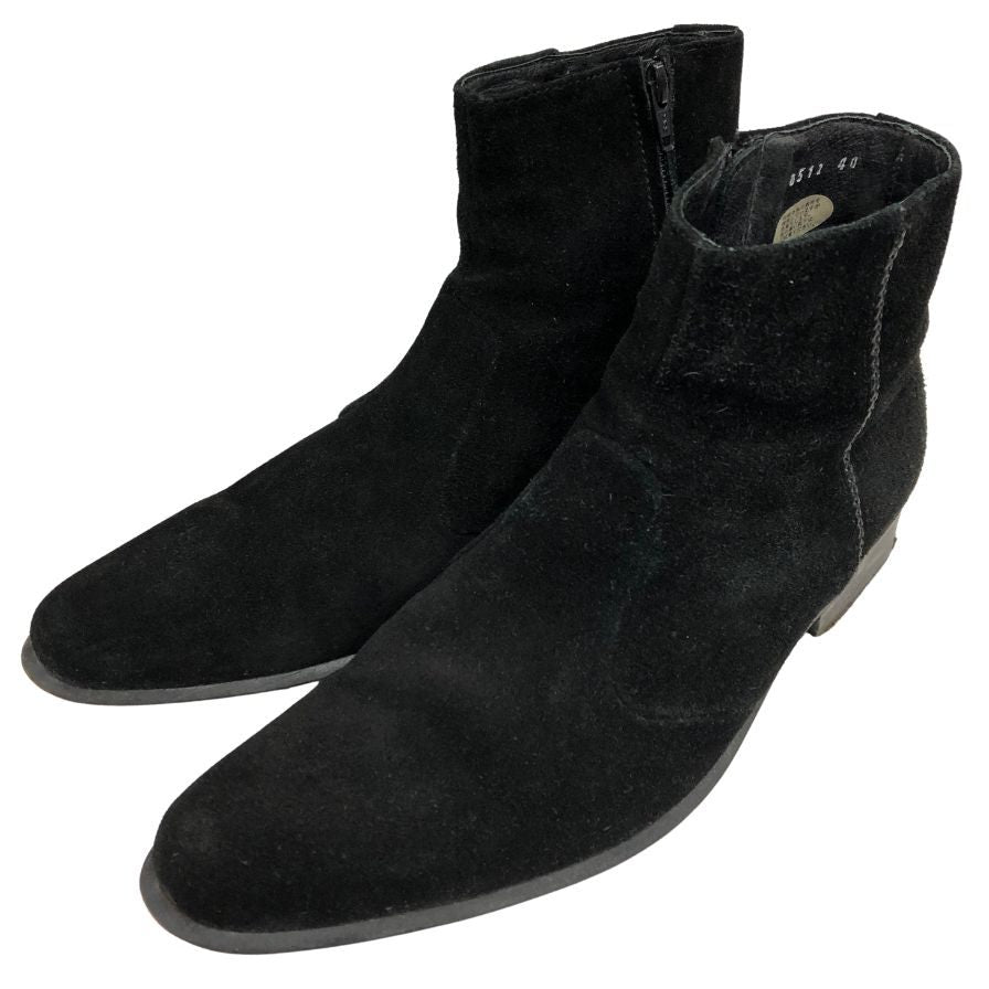 カルバンクライン ブーツ バックジップ ブラック スウェード 0512 サイズ40 Calvin Klein 約26.5cm【AFC32】